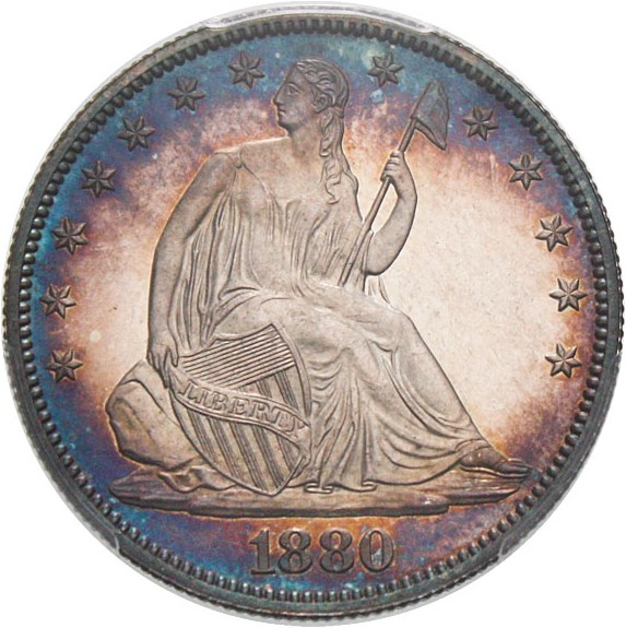 image for: 1880 50c PCGS/CAC Proof 65 CAM - Colorful Toning - No Reserve!
