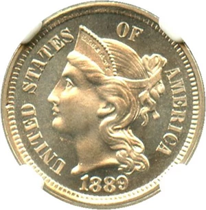 image for: 1889 3cN NGC/CAC Proof 66 Cameo