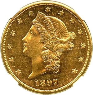 image for: 1897-S $20 NGC/CAC MS62 PL * Desirable Prooflike Gold * - No Reserve!
