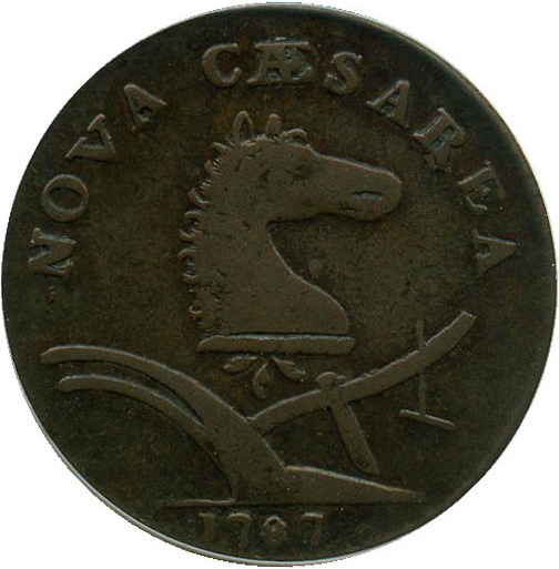 image for: 1787 New Jersey Copper PCGS/CAC F15 OGH (Large Planchet, Plain Shield)