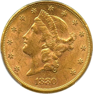 image for: 1880-S $20 PCGS MS60