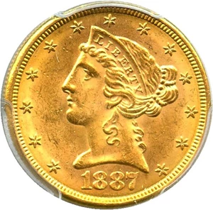 image for: 1887-S $5 PCGS/CAC MS64