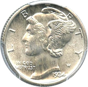 image for: 1934 10c PCGS MS65