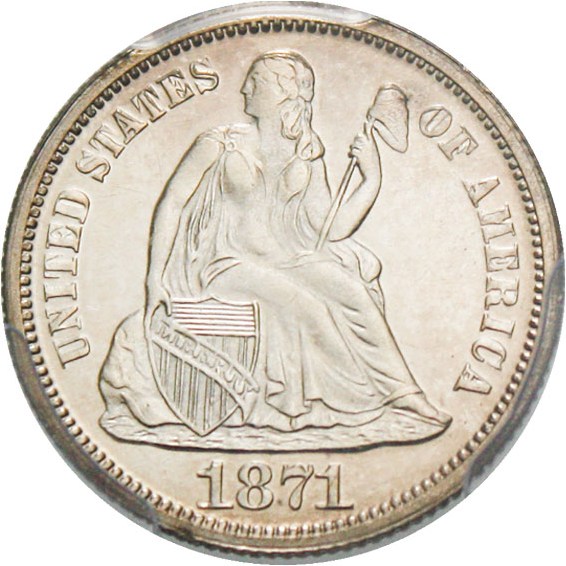 image for: 1871 10c PCGS Proof 63 Cameo