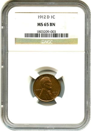image for: 1912-D 1c NGC MS65 BN - No Reserve!