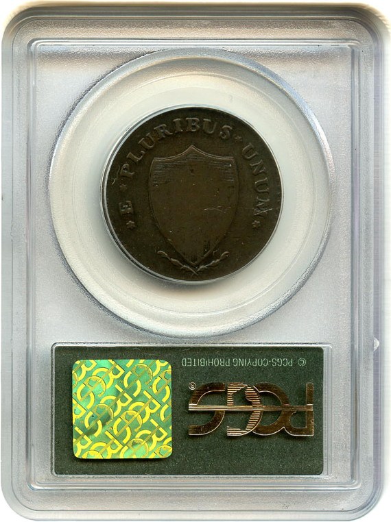image for: 1787 New Jersey Copper PCGS/CAC F15 OGH (Large Planchet, Plain Shield)