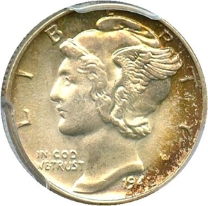 image for: 1942 10c PCGS MS66 - Colorful Toning
