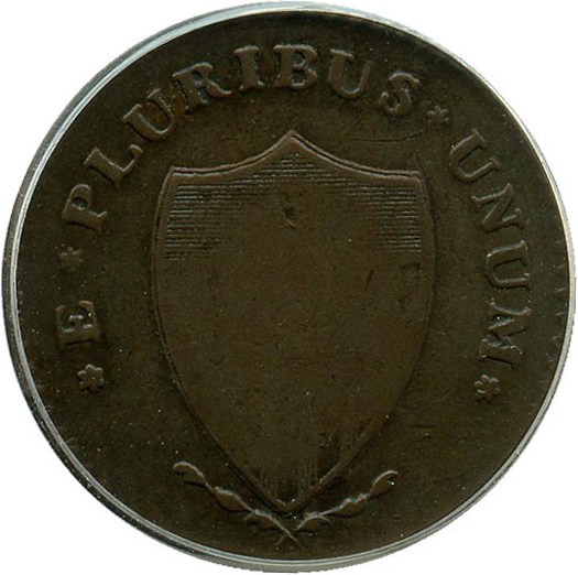 image for: 1787 New Jersey Copper PCGS/CAC F15 OGH (Large Planchet, Plain Shield)