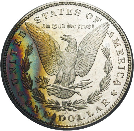 image for: 1884 $1 PCGS MS65 PL - Colorful Rainbow Toning
