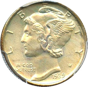image for: 1939 10c PCGS MS65 FB