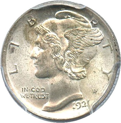 image for: 1921 10c PCGS/CAC MS65 FB - Key Date