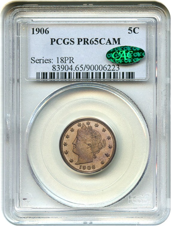 image for: 1906 5c PCGS/CAC Proof 65 CAM