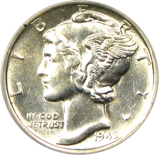 image for: 1942/1 10c PCGS/CAC AU58 FB - Important Key Date