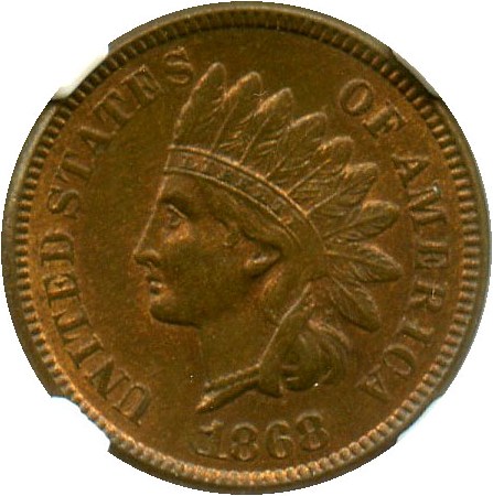 image for: 1868 1c NGC/CAC MS65 RB - No Reserve!