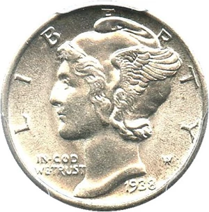 image for: 1938 10c PCGS MS65