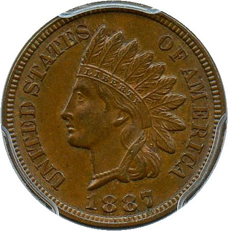 image for: 1887 1c PCGS MS63 BN