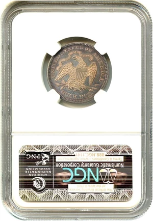 image for: 1866 Motto 25c NGC/CAC MS64 - Very Scarce Date with Colorful Toning - No Reserve!