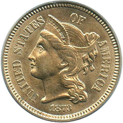 image for: 1873 3CN PCGS/CAC MS63 (Open 3)