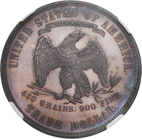 image for: 1882 Trade$ NGC/CAC Proof 63 - Proof-only Issue, Colorful Toning
