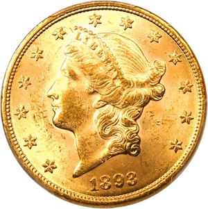 image for: 1893 $20 PCGS MS62