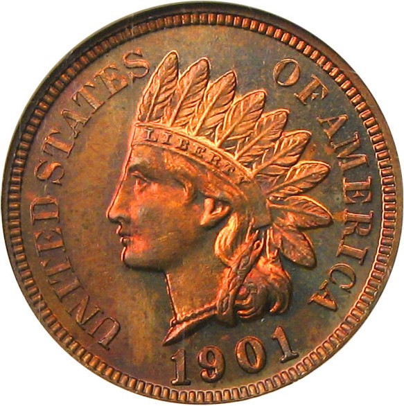 image for: 1901 1c NGC Proof 64 RB - Colorful Toning