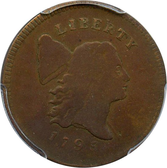 image for: 1795 1/2c PCGS F12 (with Pole, Plain Edge, Punctuated Date) Desirable Early Half Cent