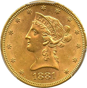 image for: 1881-S $10 PCGS MS62
