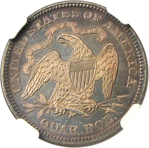 image for: 1866 Motto 25c NGC/CAC MS64 - Very Scarce Date with Colorful Toning - No Reserve!