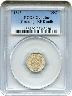 image for: 1845 10c PCGS Genuine, Cleaning XF Details - No Reserve!