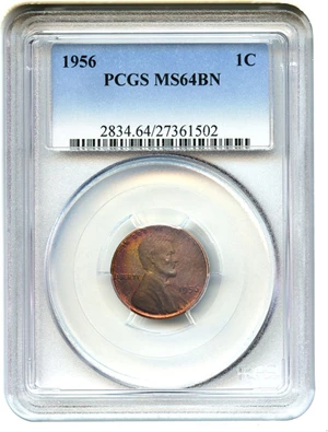 image for: 1956 1c PCGS MS64 BN - Colorful Reverse Toning