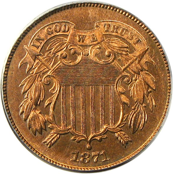 image for: 1871 2c PCGS/CAC Proof 65 RD OGH