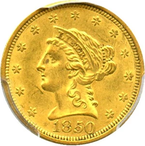 image for: 1850 $2 1/2 PCGS MS61 - No Reserve!