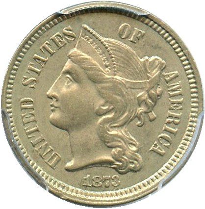 image for: 1873 3CN PCGS AU55 (Open 3)