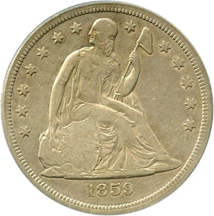 image for: 1859-S $1 PCGS VF35