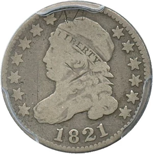 image for: 1821 10c PCGS Genuine, Graffiti, Good Details (Large Date)