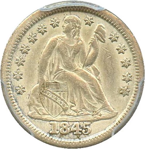 image for: 1845 10c PCGS Genuine, Cleaning XF Details - No Reserve!