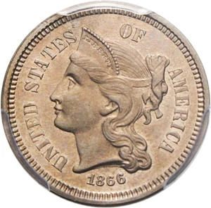 image for: 1866 3cN PCGS PR63