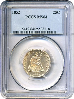 image for: 1852 25c PCGS MS64