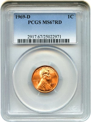 image for: 1969-D 1c PCGS MS67 RD - Tied for Finest Known
