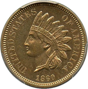 image for: 1860 1c PCGS/CAC MS64 (Pointed Bust) Underrated Variety