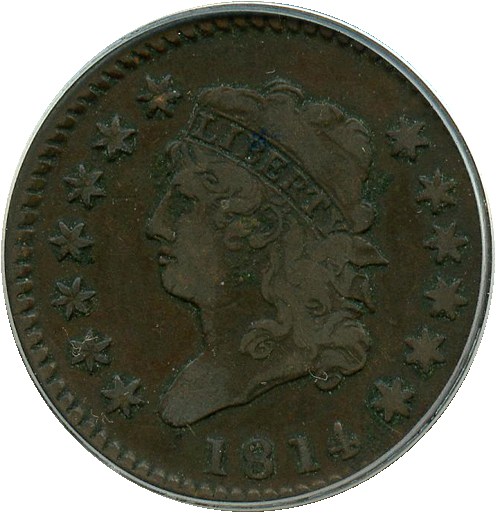 image for: 1814 1c PCGS VF20 OGH - Scarce Classic Head Type