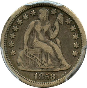 image for: 1858 10c PCGS VF20
