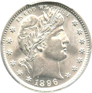 image for: 1896 25c PCGS MS62
