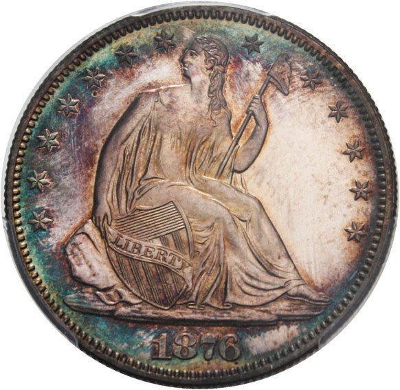 image for: 1876 50c PCGS Proof 63 - Colorful Toning