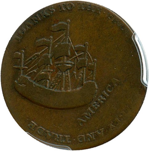 image for: 1766 William Pitt Halfpenny PCGS/CAC VF20