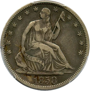image for: 1858-S 50c PCGS VF30