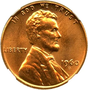 image for: 1960-D 1c NGC MS67 RD (Small Date) None Finer