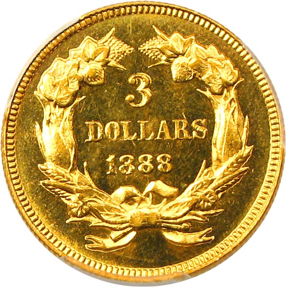 image for: 1888 $3 PCGS Proof 64 CAM - Gorgeous Proof -- Only 291 Minted!