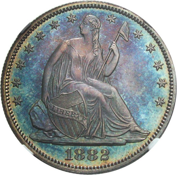 image for: 1882 50c NGC/CAC Proof 65 - Colorful Toning