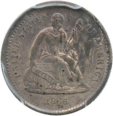 image for: 1866-S H10c PCGS Genuine, Damage or Tooling AU Details - No Reserve!